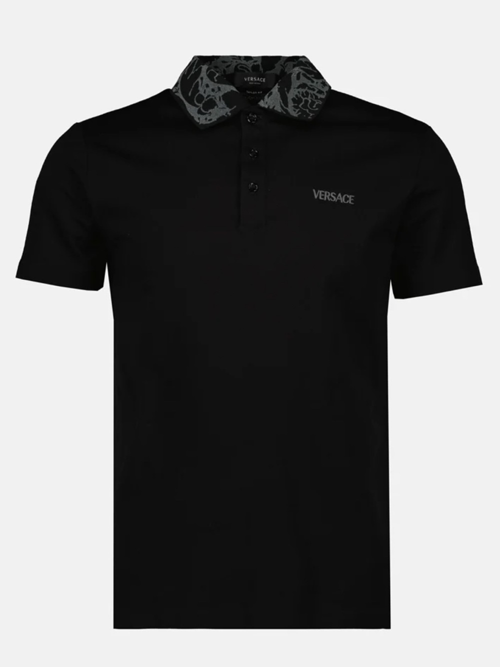 VERSACE BAROCCO POLO TAYLOE FIT MADE IN ITALY BLACK GREY Men’s US Small